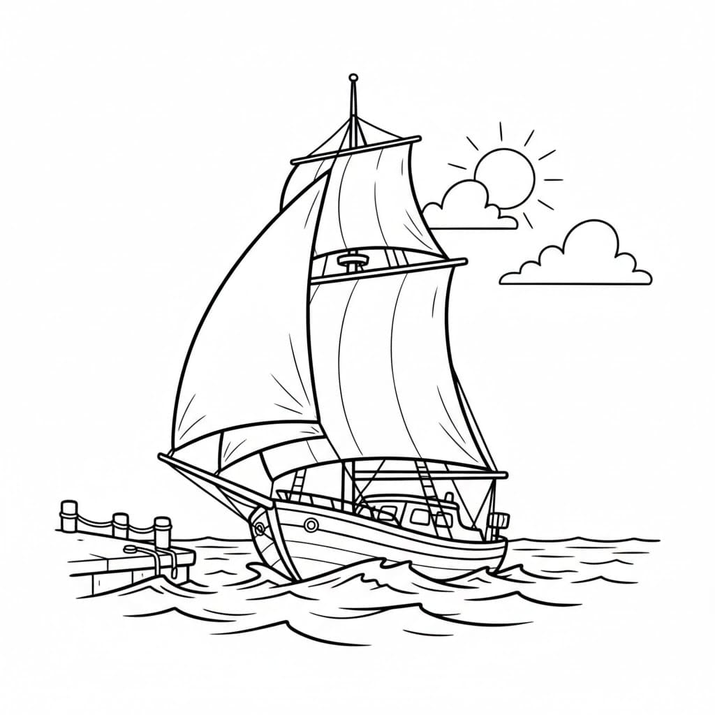 Perahu layar berlayar di laut