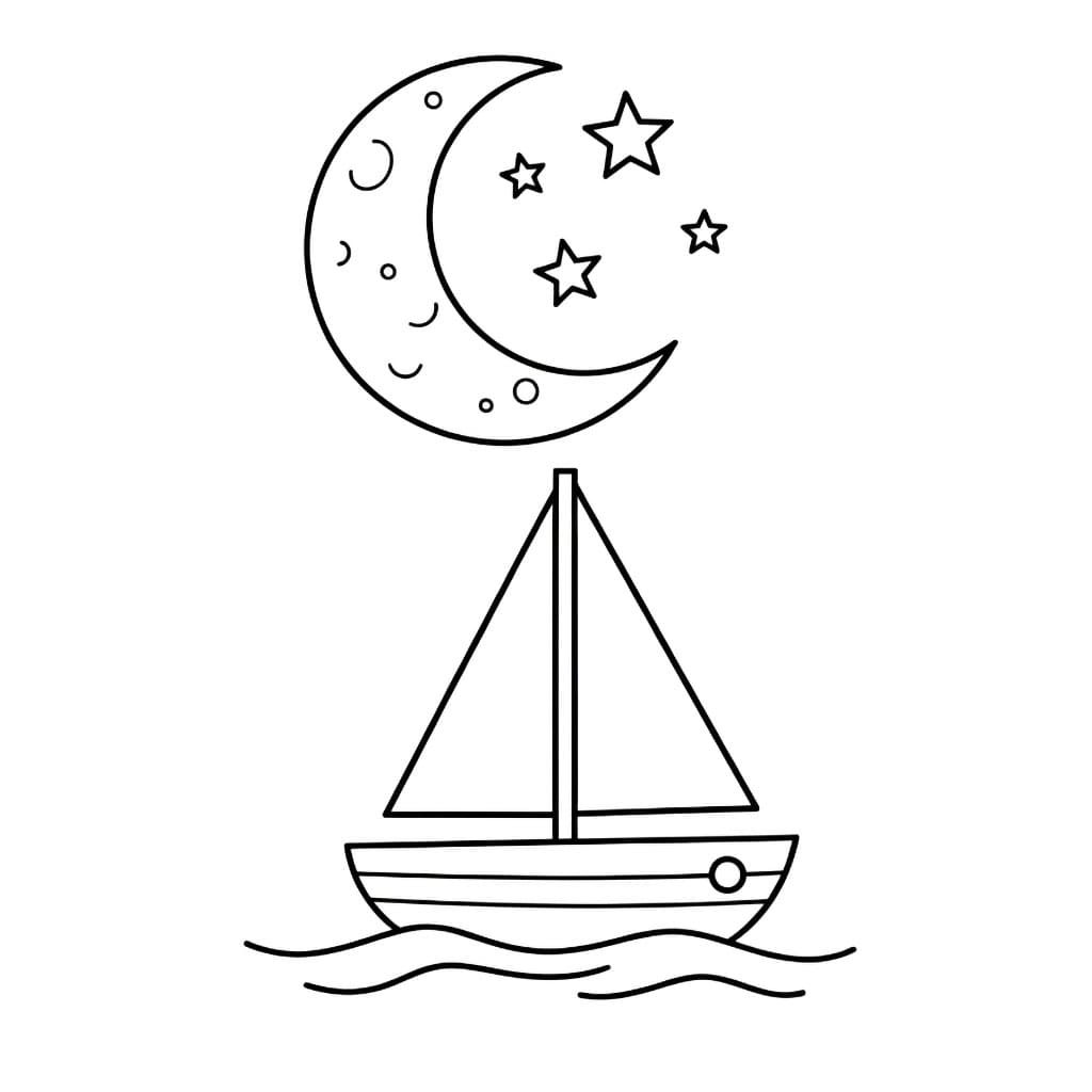 Perahu layar dan bulan