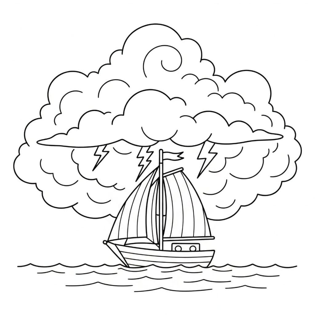 Perahu layar di bawah awan