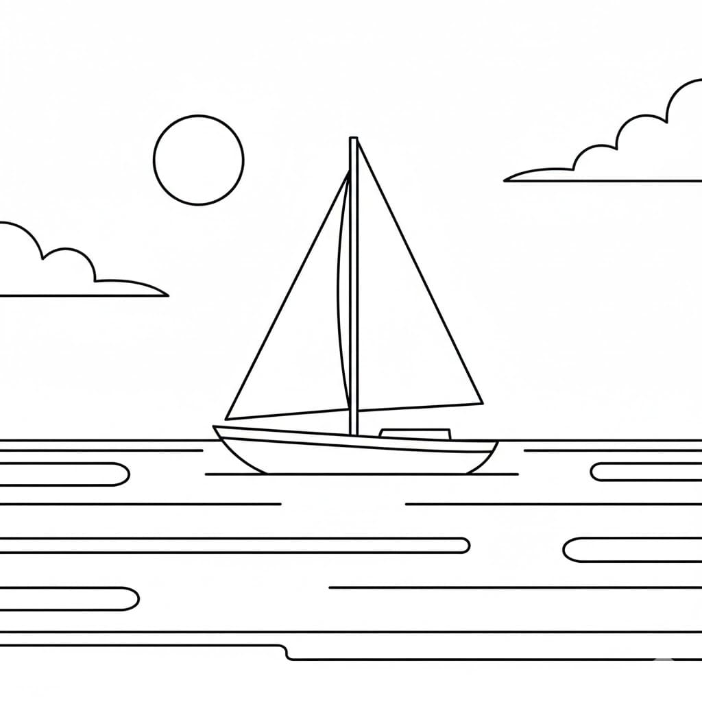 Perahu layar di laut tenang