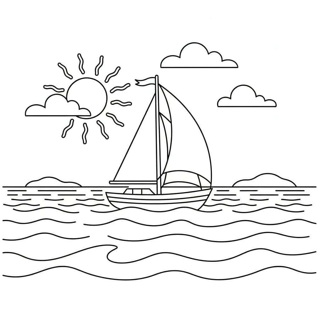 Perahu layar di tengah laut