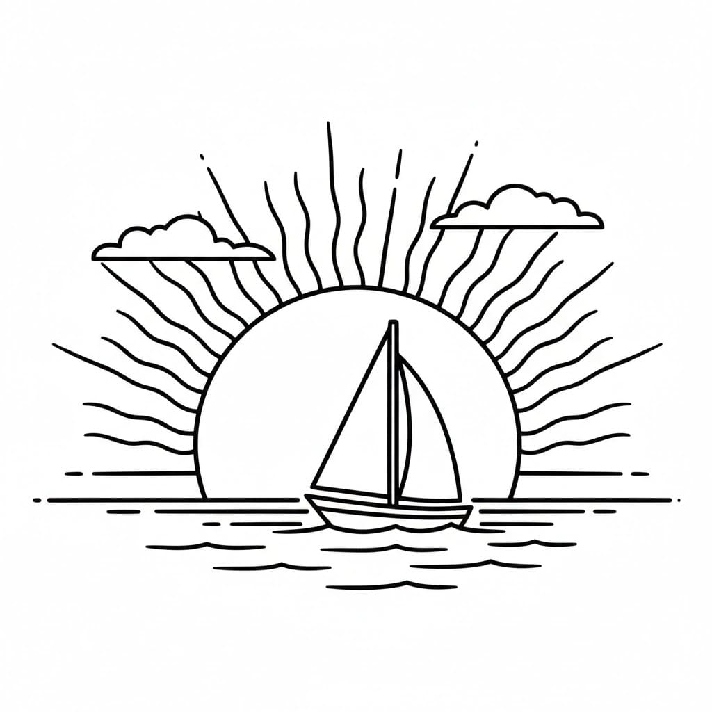 Perahu layar saat matahari terbenam