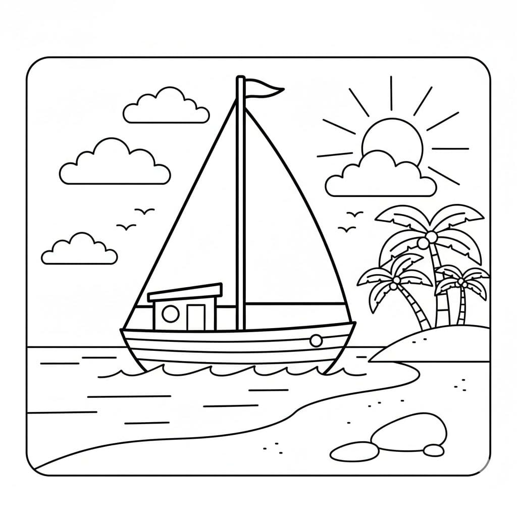 Perahu layar sederhana di pantai