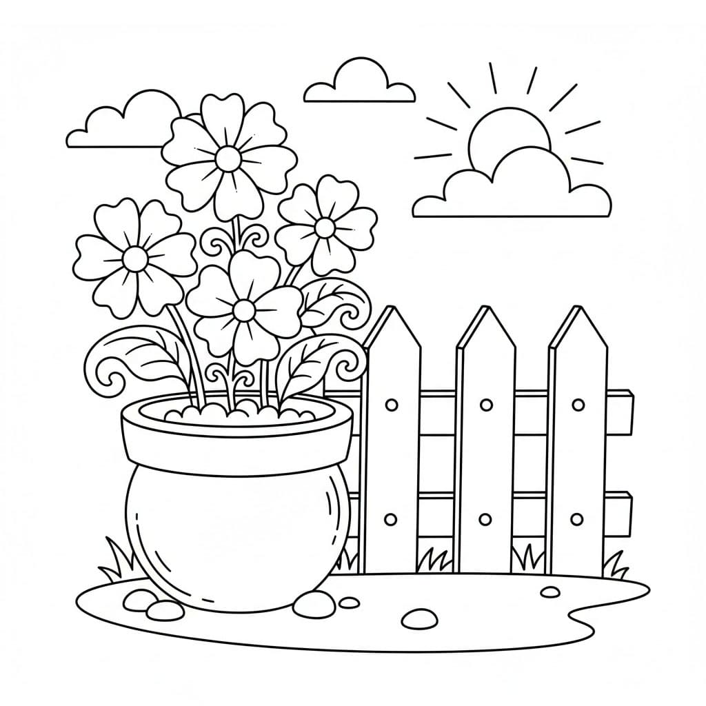 Pot bunga dekat pagar