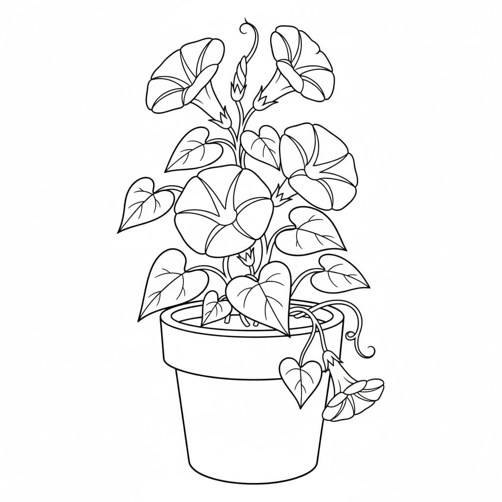 Pot bunga morning glory