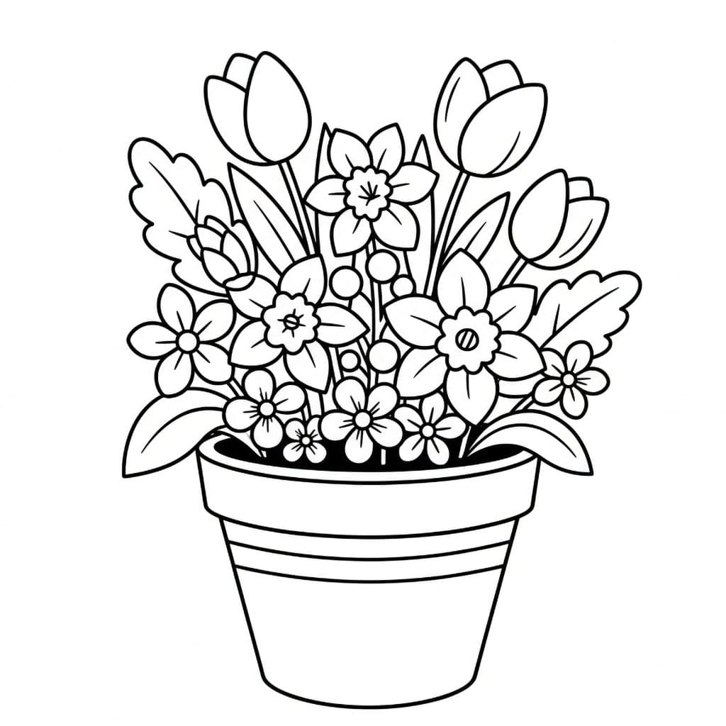 Pot bunga musim semi