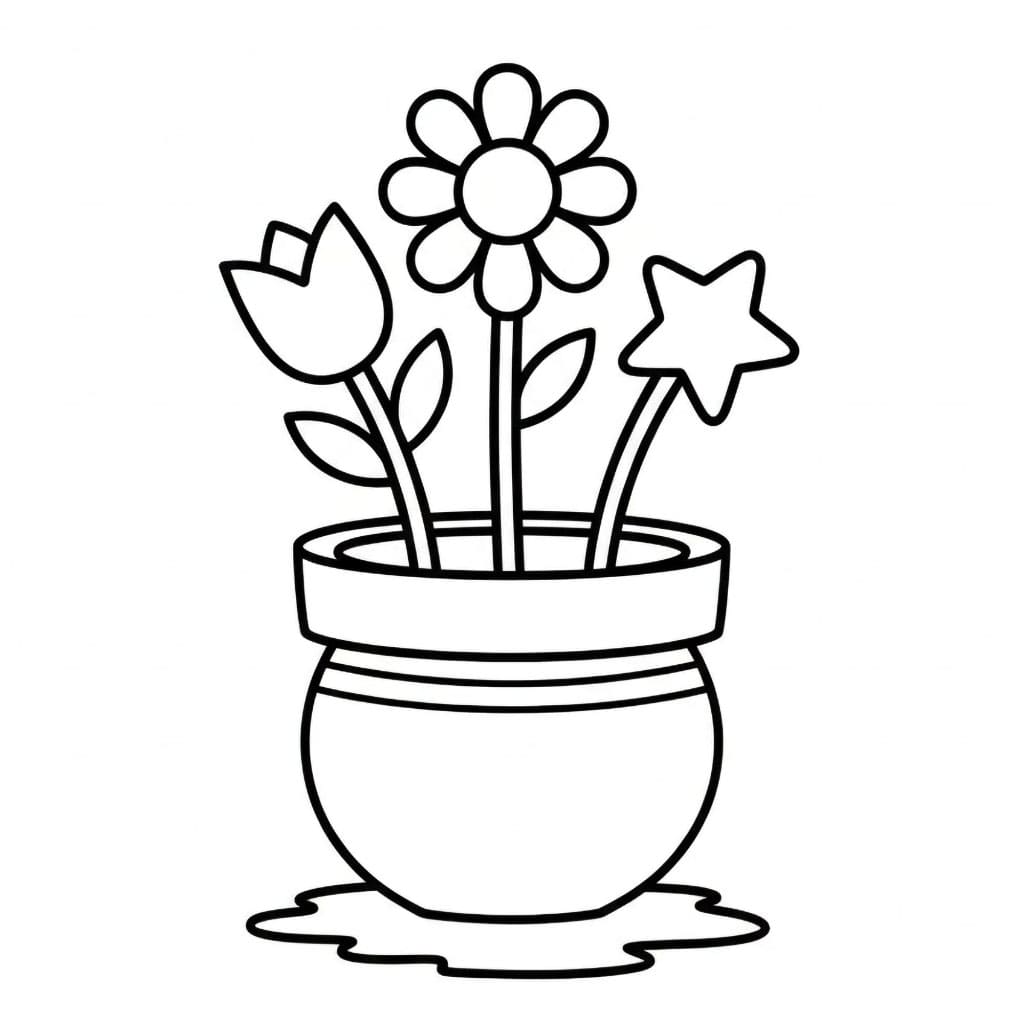 Pot bunga tiga bunga