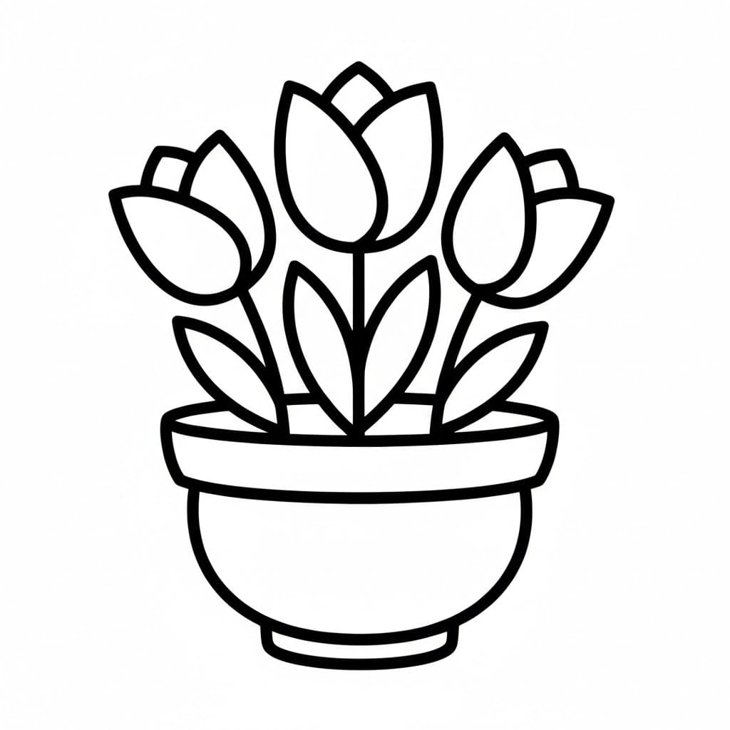 Pot bunga tiga tulip