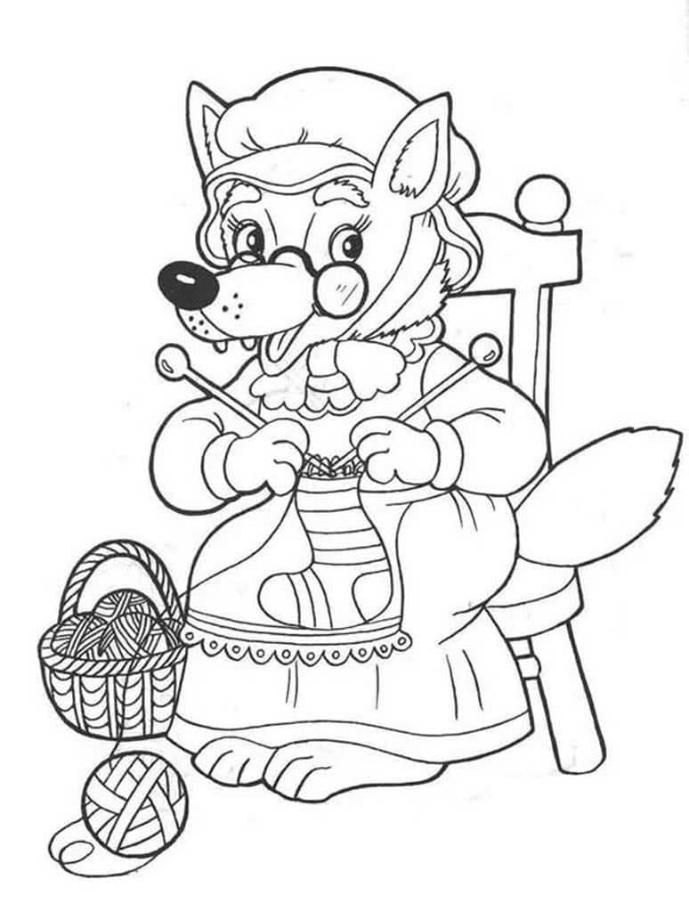 Si Kerudung Merah dan serigala di kursi