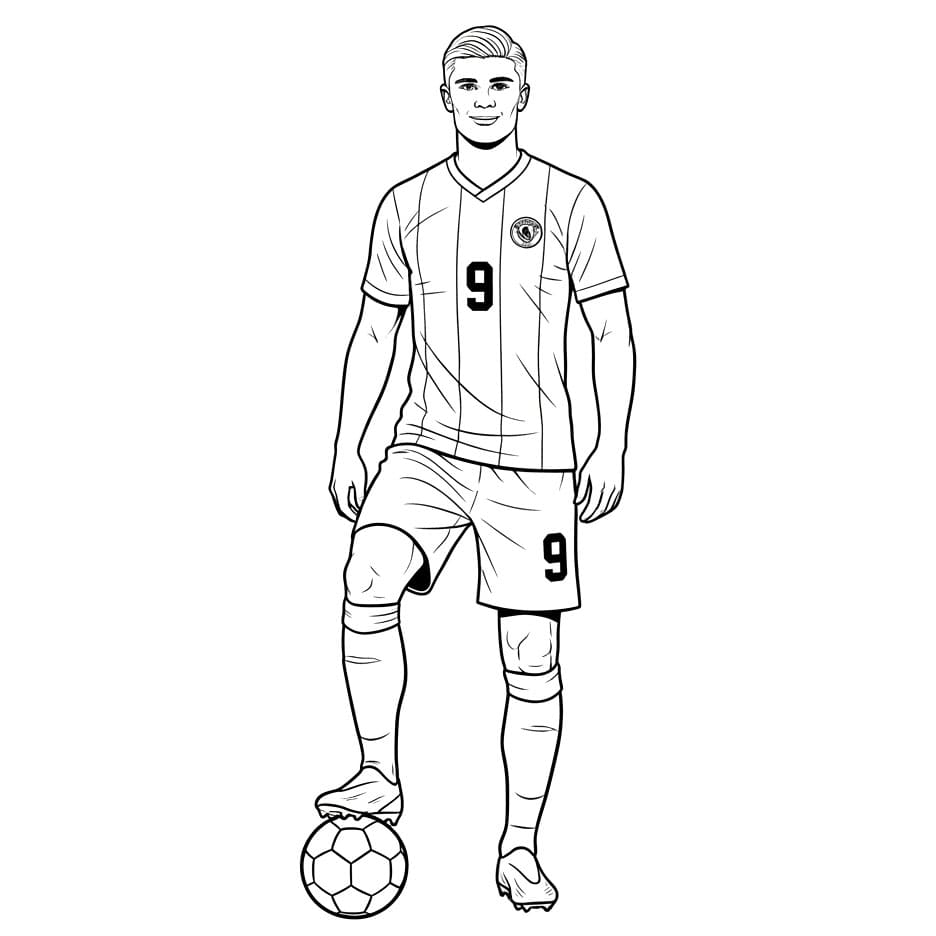 Erling Haaland menginjak bola