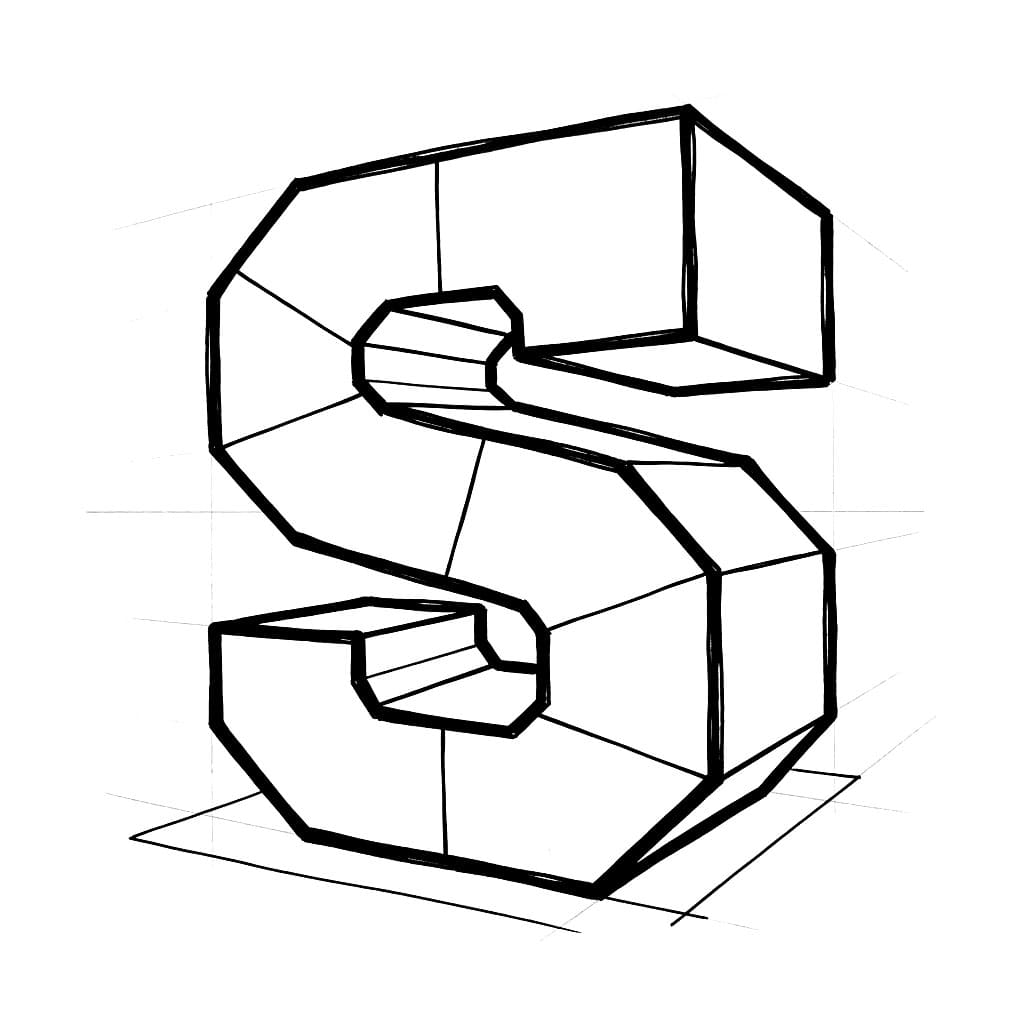 Huruf S Blok 3D