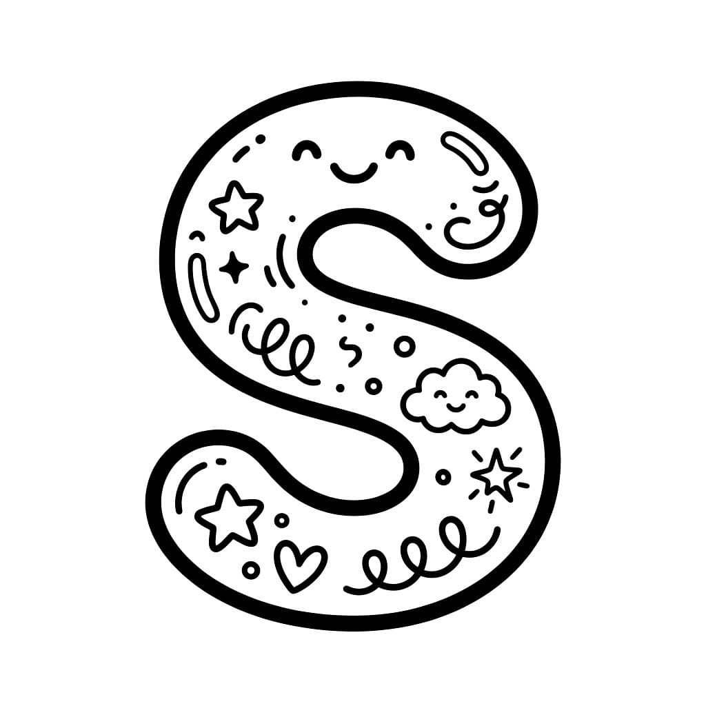 Huruf S Kartun Tebal