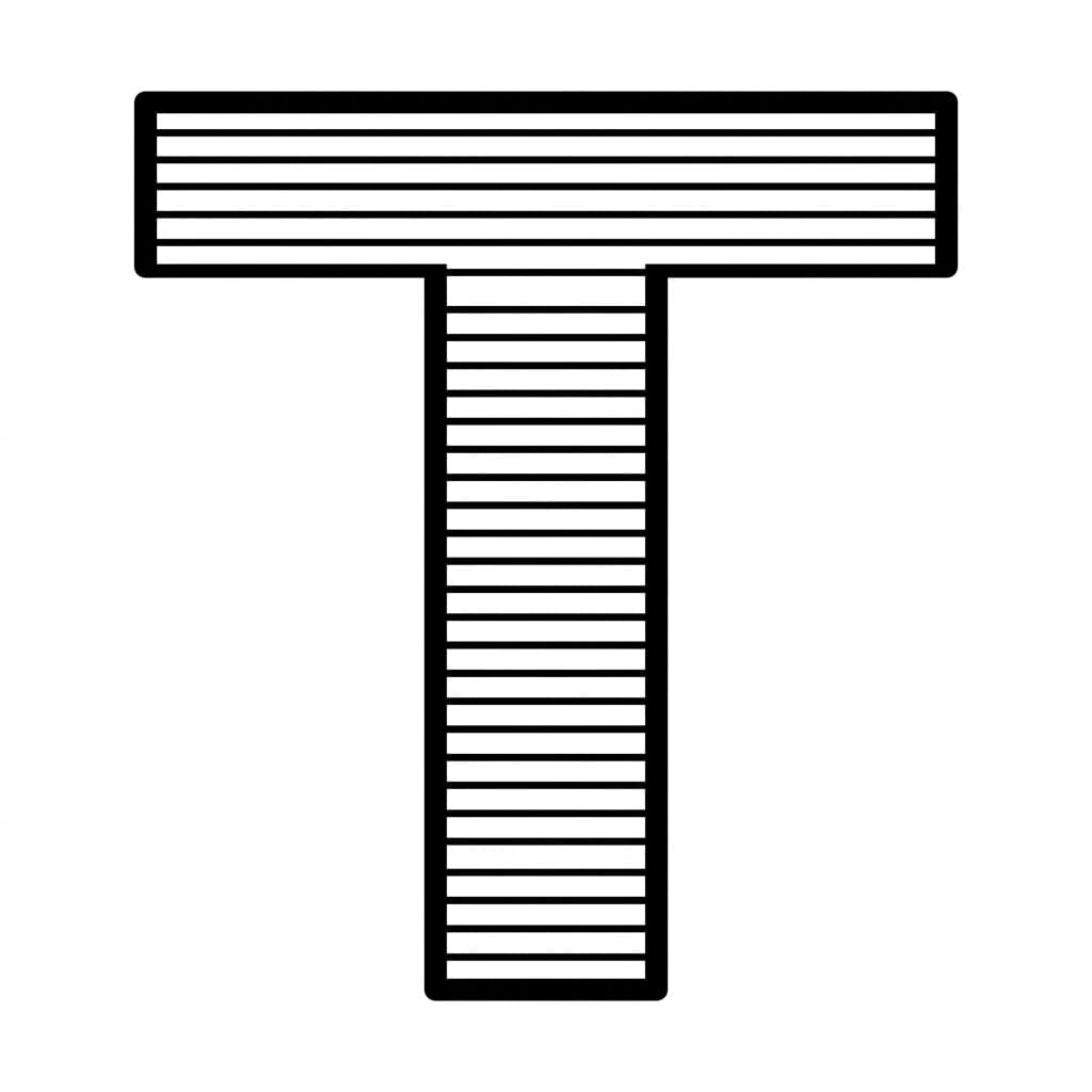 Huruf T garis