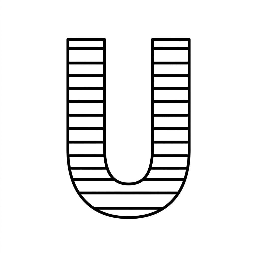 Huruf U garis-garis