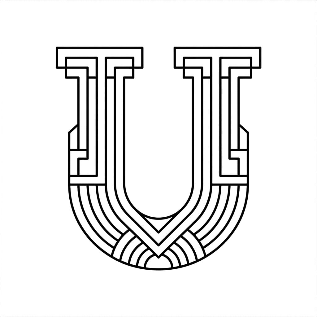 Huruf U gaya Art Deco
