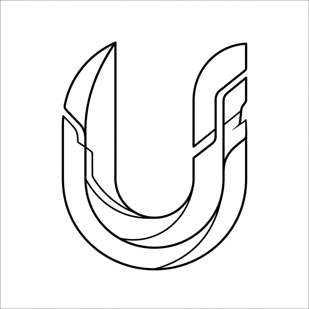 Huruf U gaya futuristik