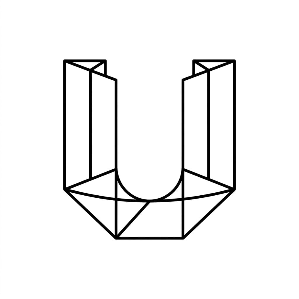 Huruf U gaya origami