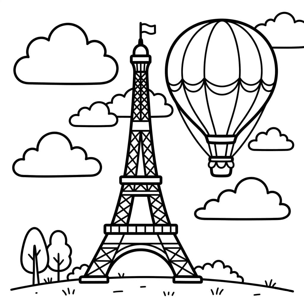 Menara Eiffel dan balon udara
