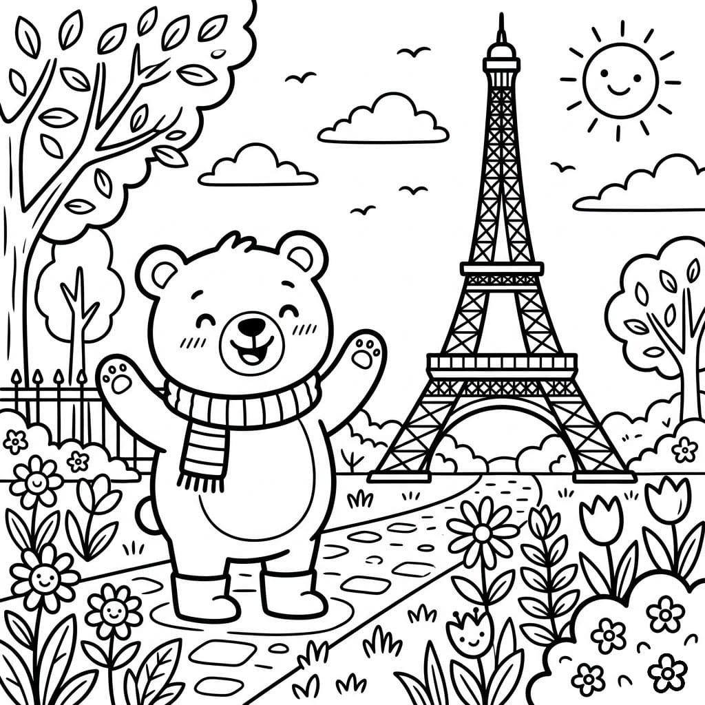Menara Eiffel dan beruang lucu