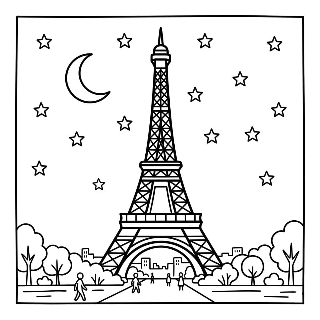 Menara Eiffel dan bintang