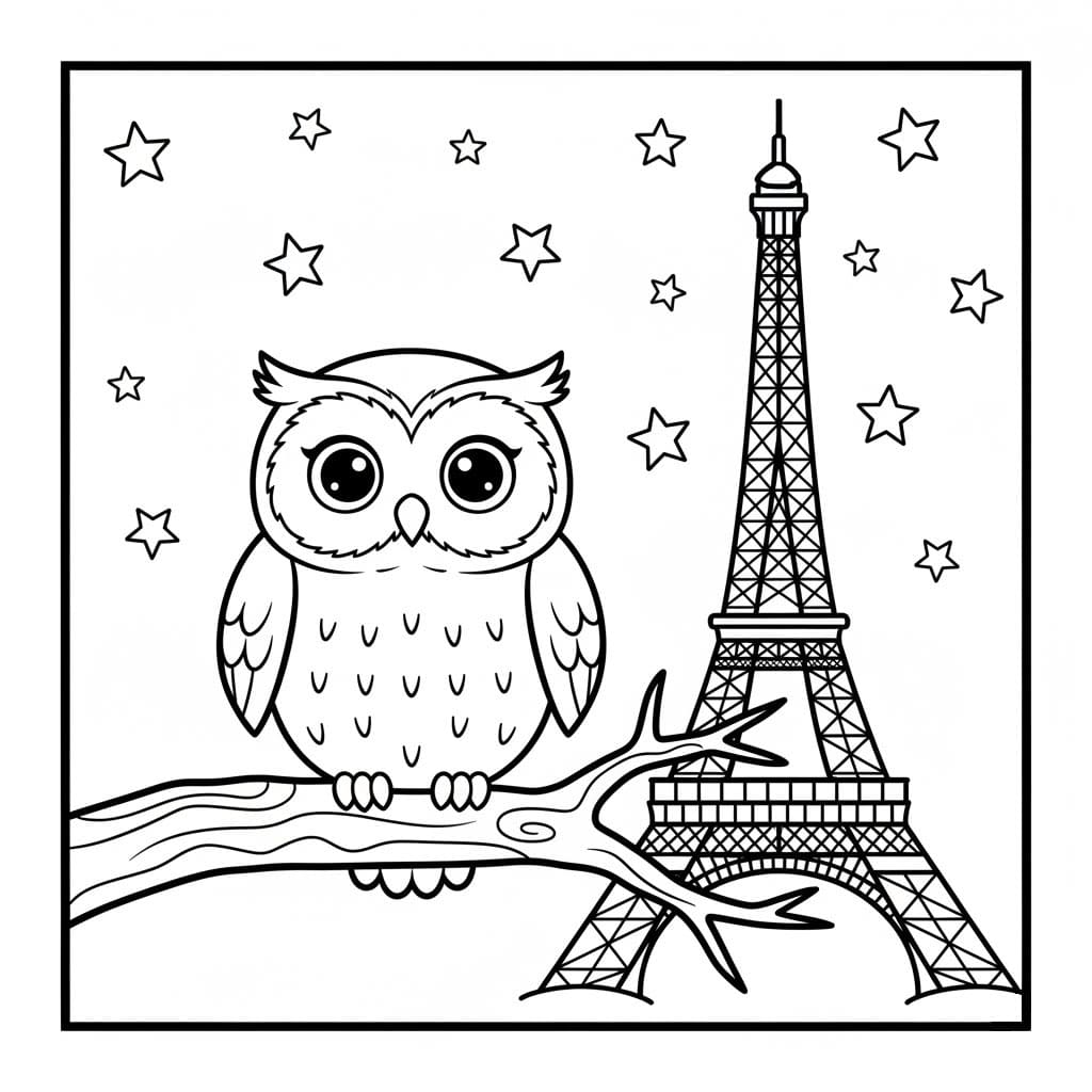 Menara Eiffel dan burung hantu