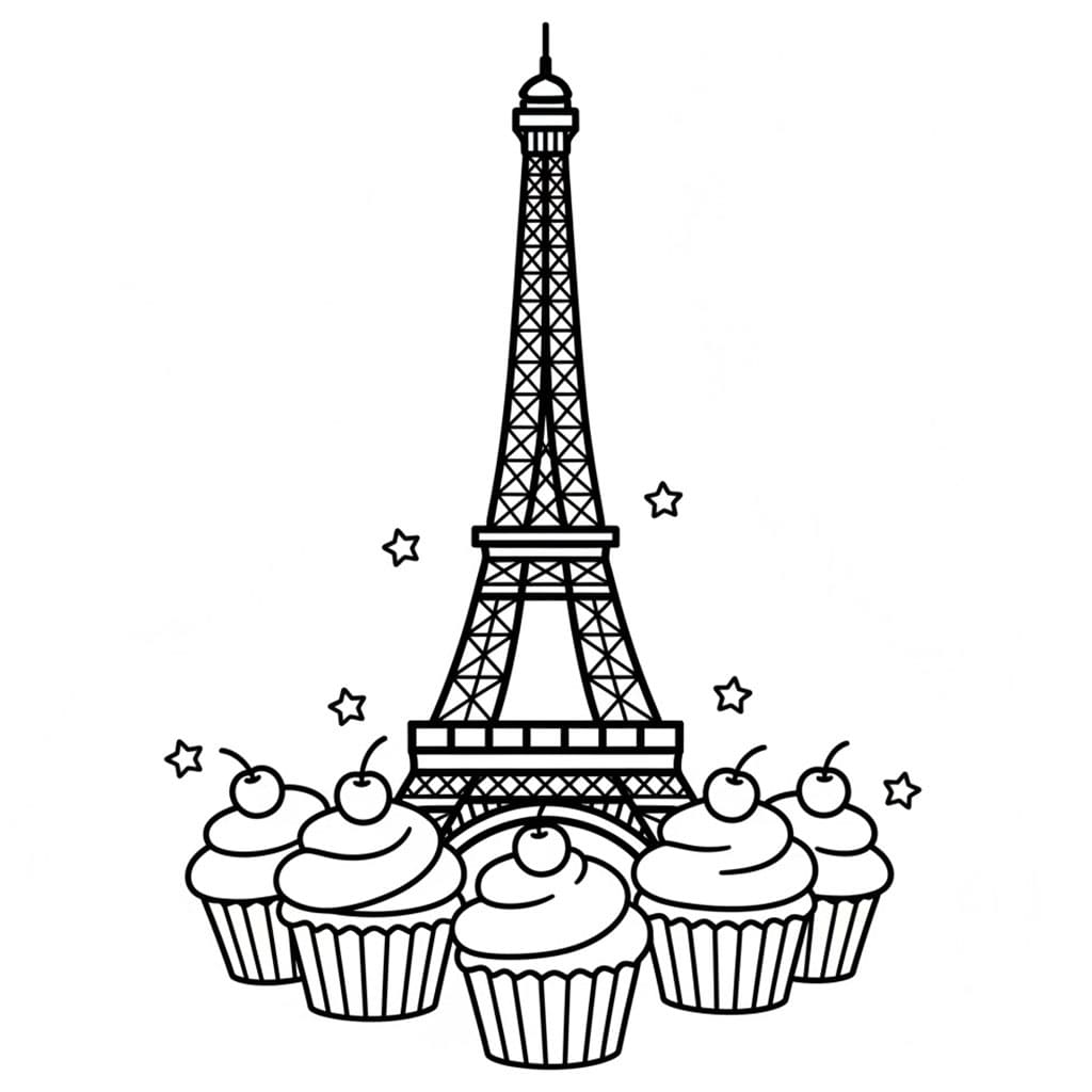 Menara Eiffel dan cupcake
