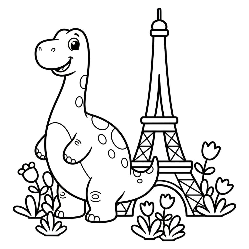 Menara Eiffel dan dinosaurus