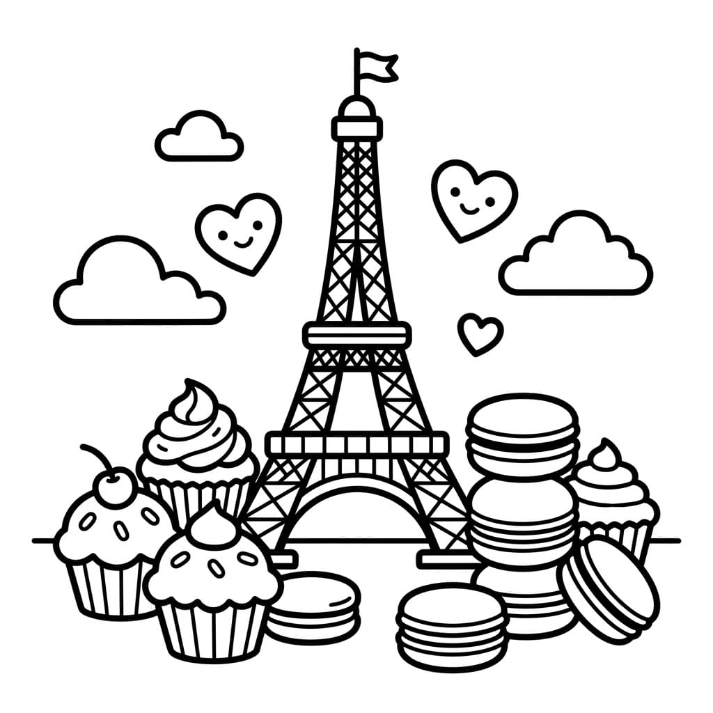 Menara Eiffel dan kue Prancis