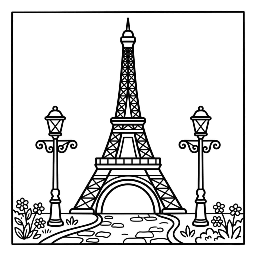 Menara Eiffel dan lampu jalan Paris