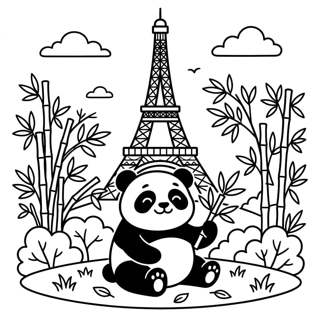Menara Eiffel dan panda