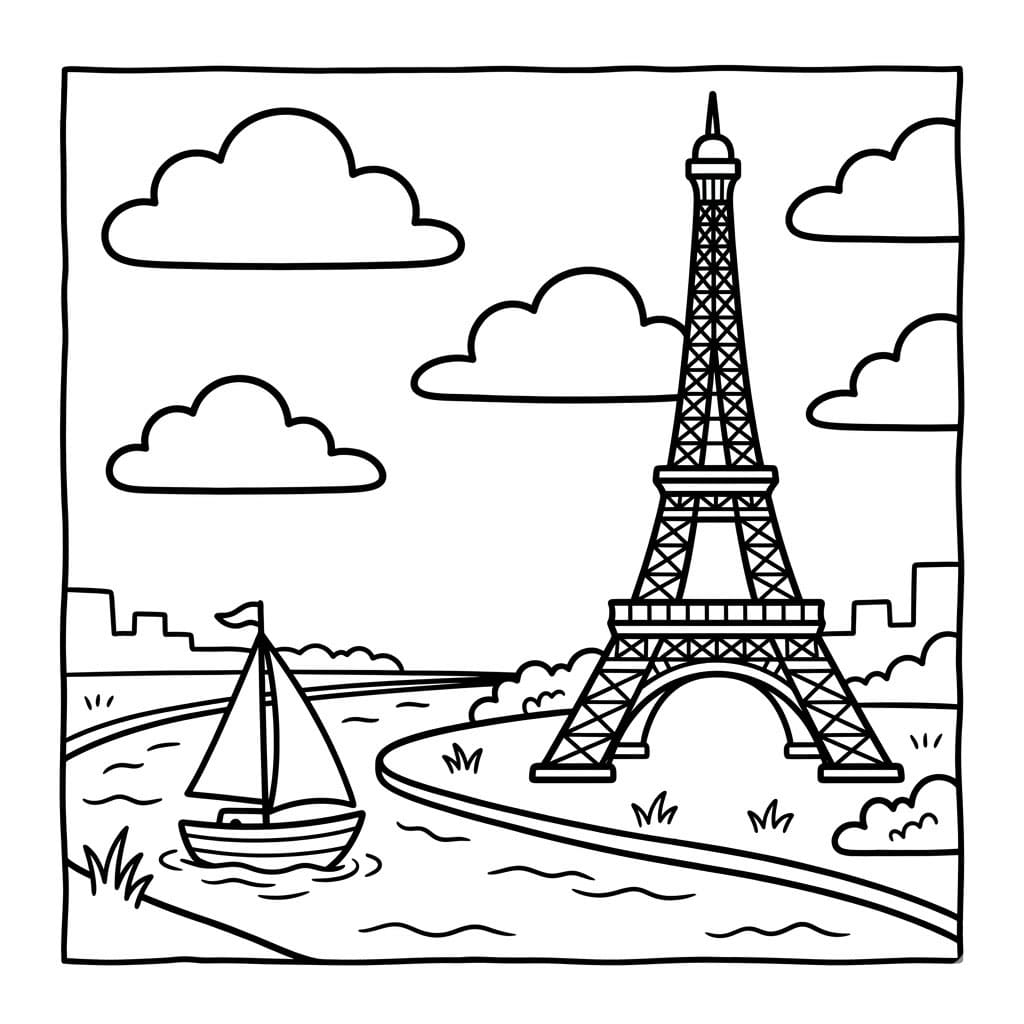 Menara Eiffel dan perahu layar