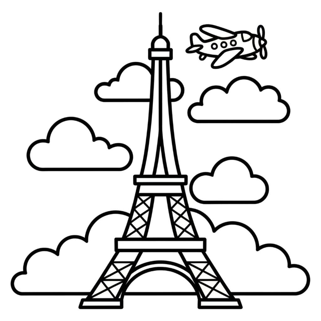 Menara Eiffel dan pesawat
