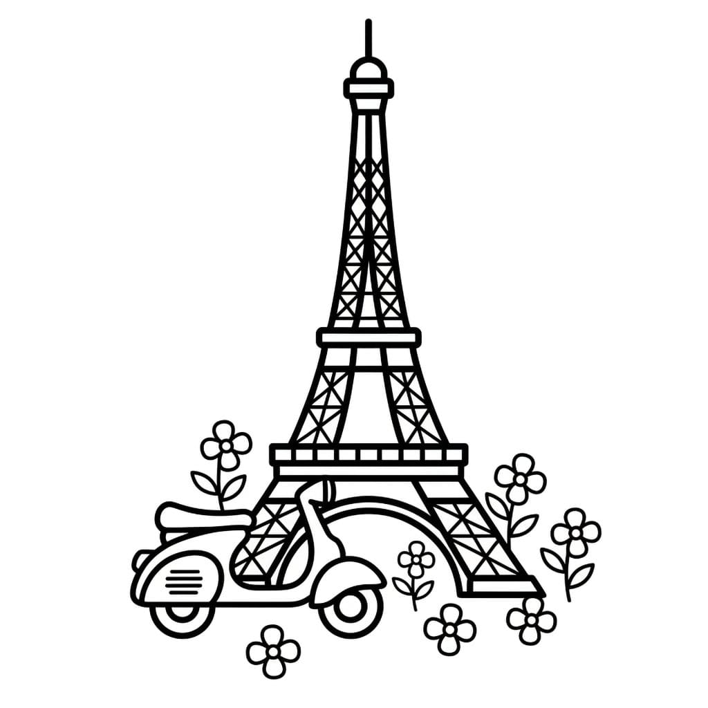 Menara Eiffel dan skuter