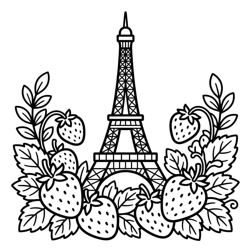 Menara Eiffel dan stroberi