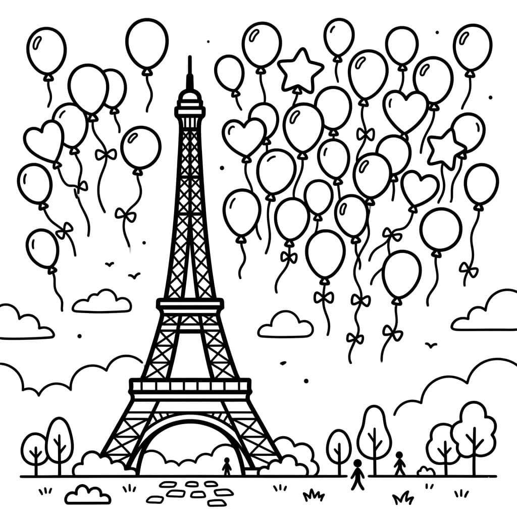 Menara Eiffel dengan balon