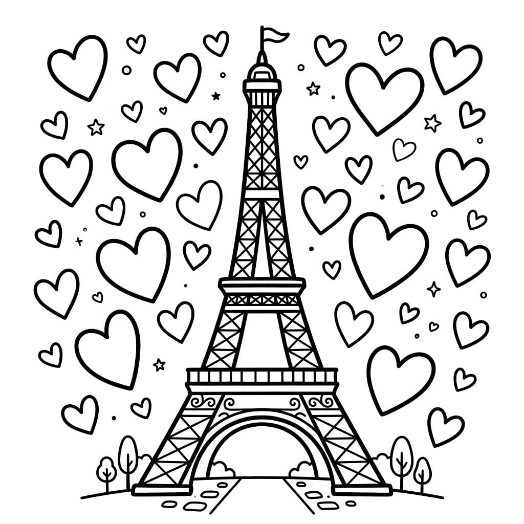 Menara Eiffel dengan hati