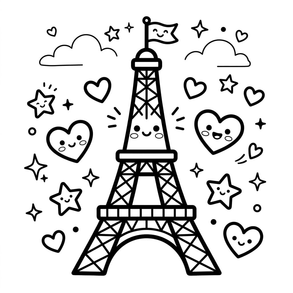 Menara Eiffel kartun lucu