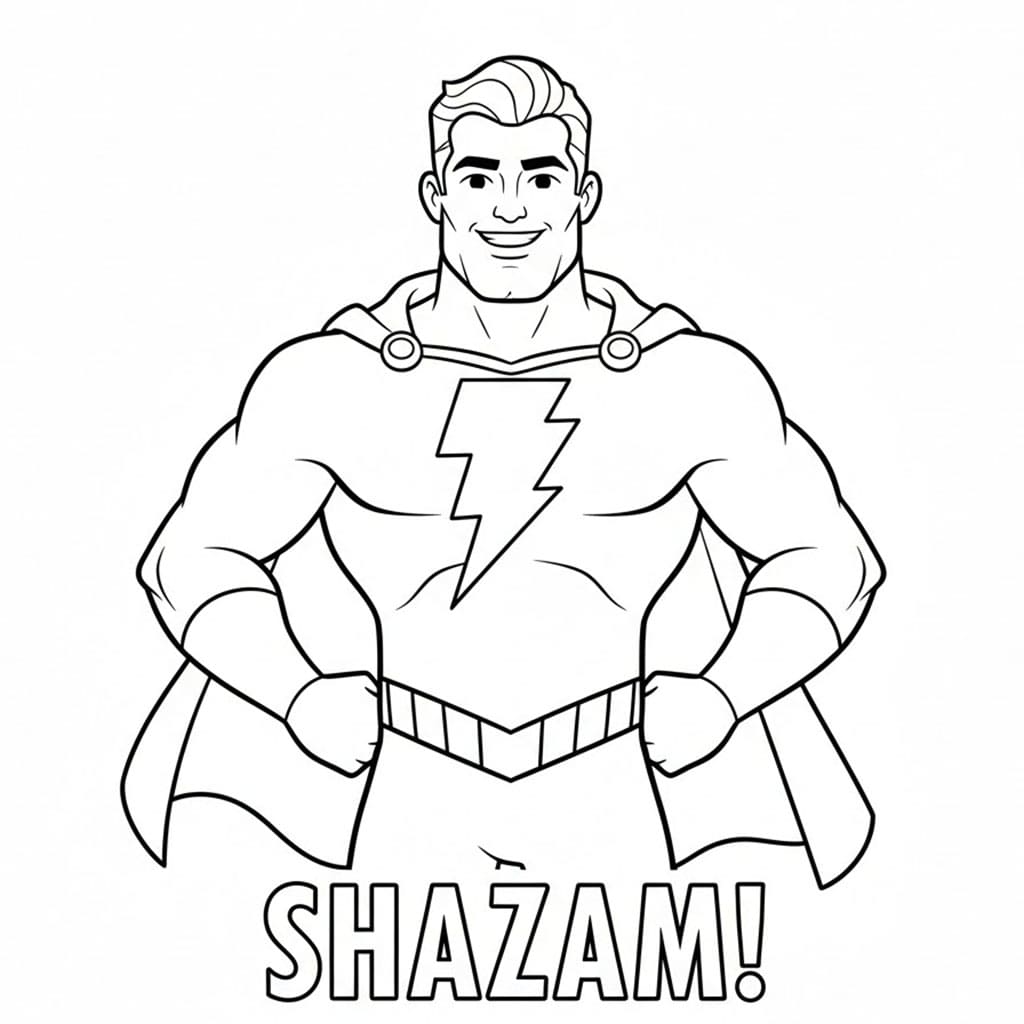 Shazam dalam pose pahlawan