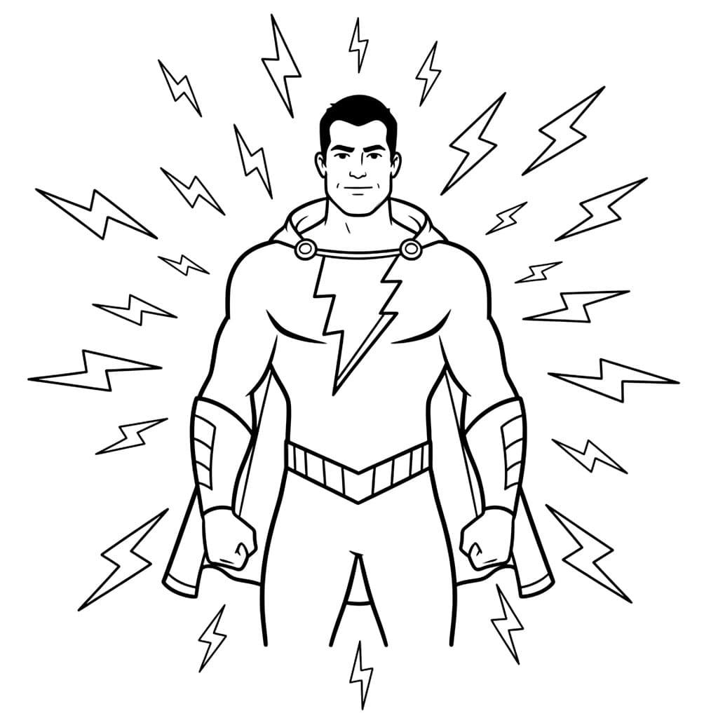 Shazam dengan simbol petir