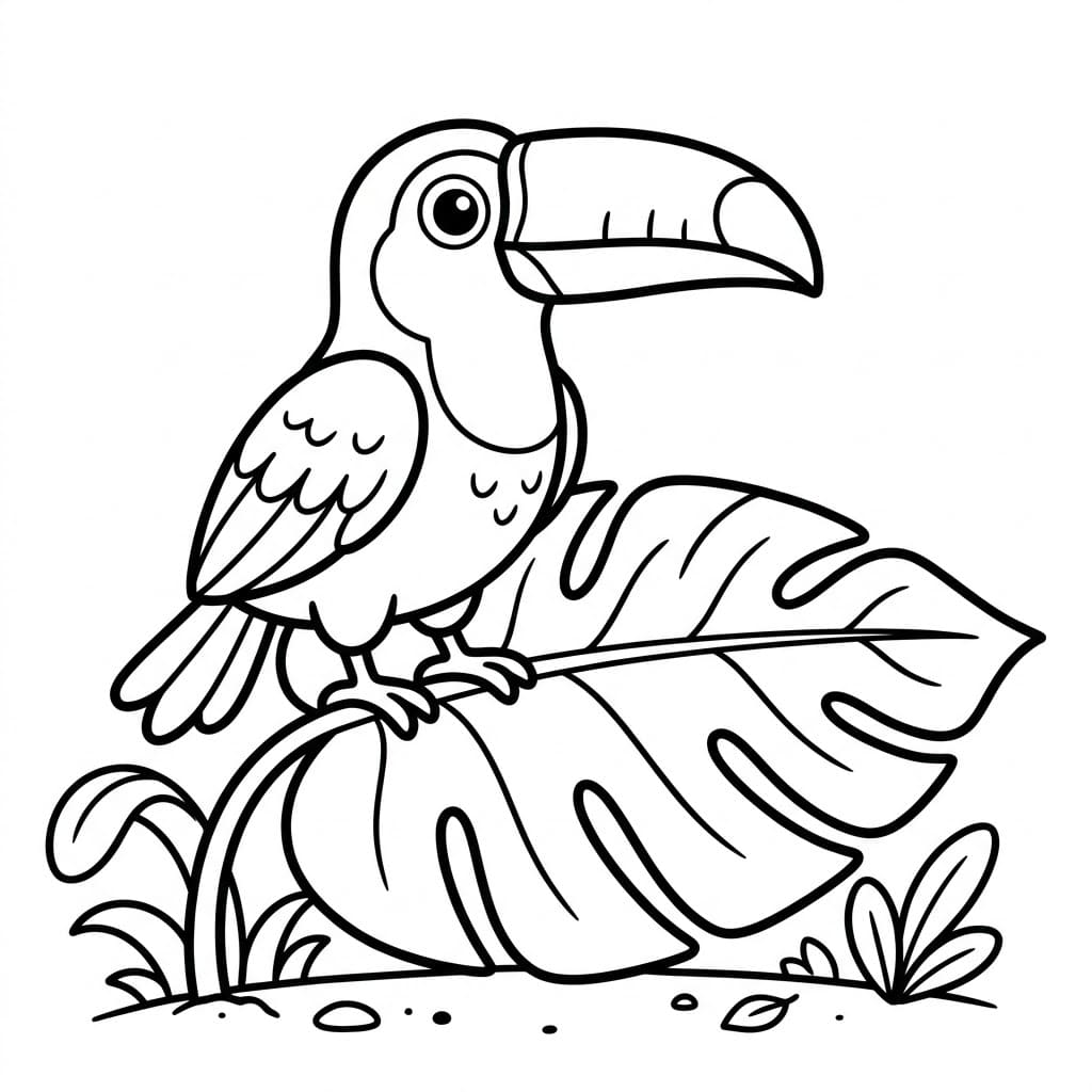 Toucan di Daun Tropis