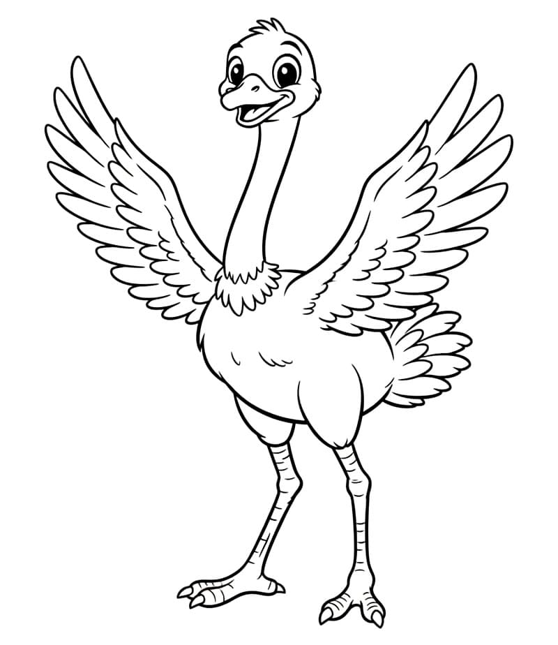 Burung unta mengepakkan sayapnya