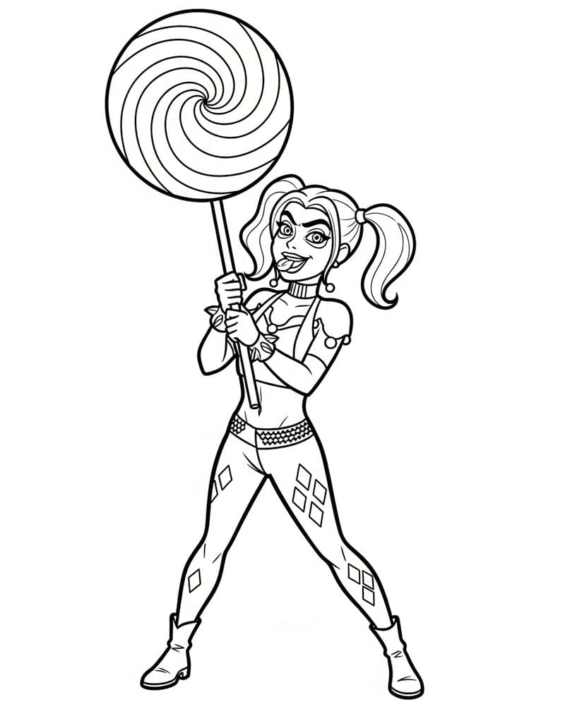 Harley Quinn memegang permen