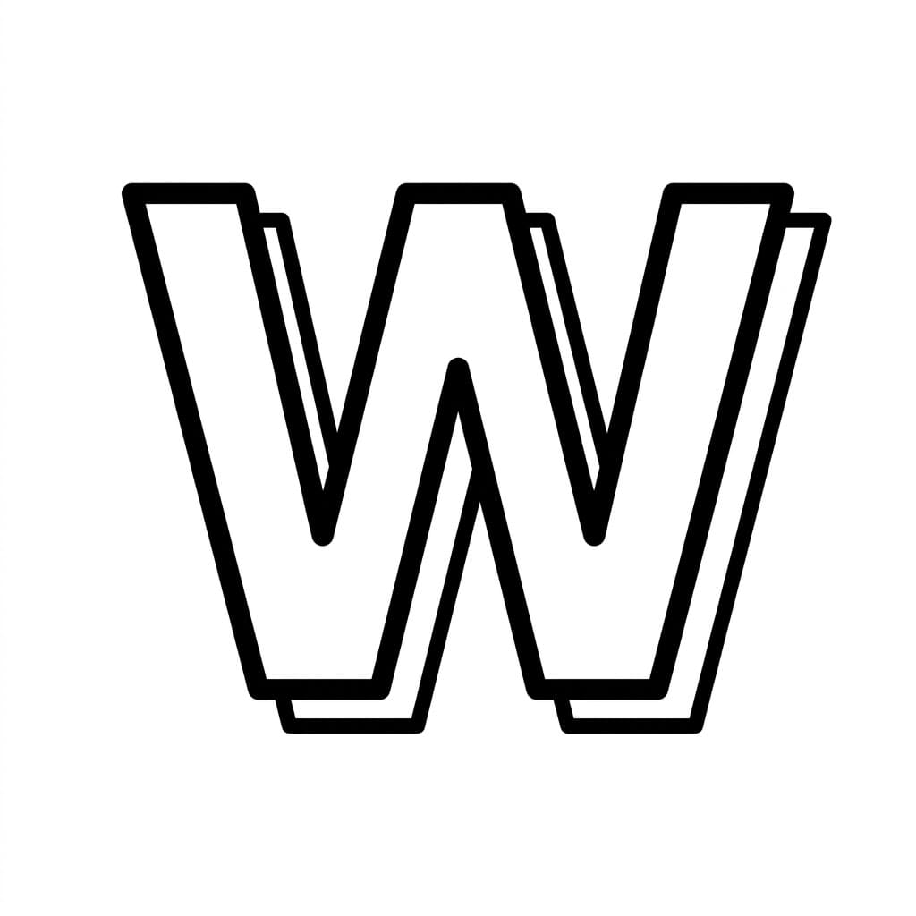 Huruf W Bayangan Garis