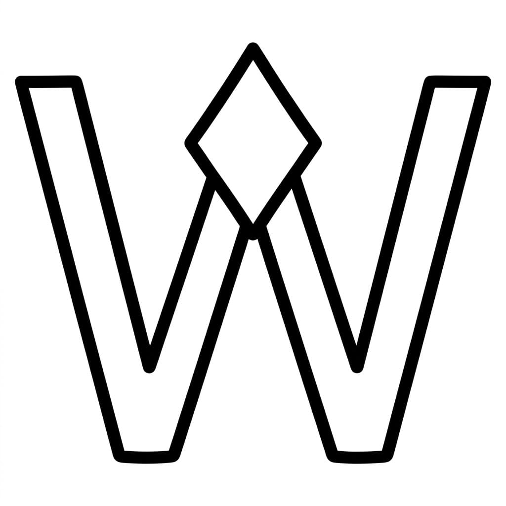 Huruf W Berlian Tunggal