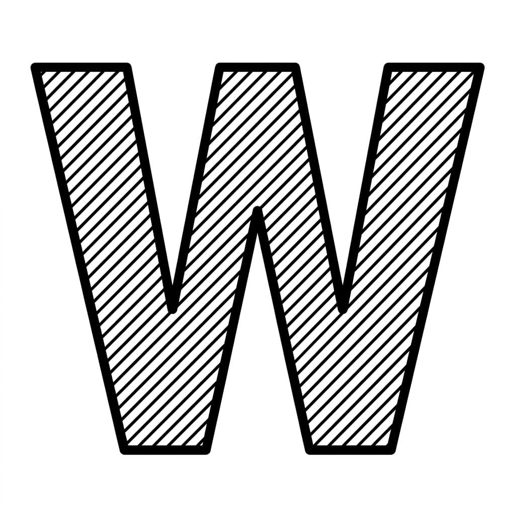 Huruf W Garis Diagonal Terbalik