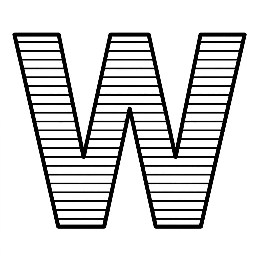 Huruf W Garis Horizontal