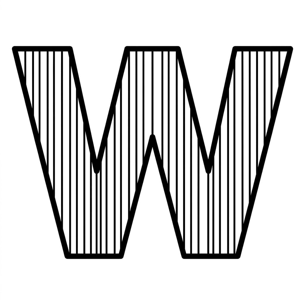 Huruf W Garis Vertikal
