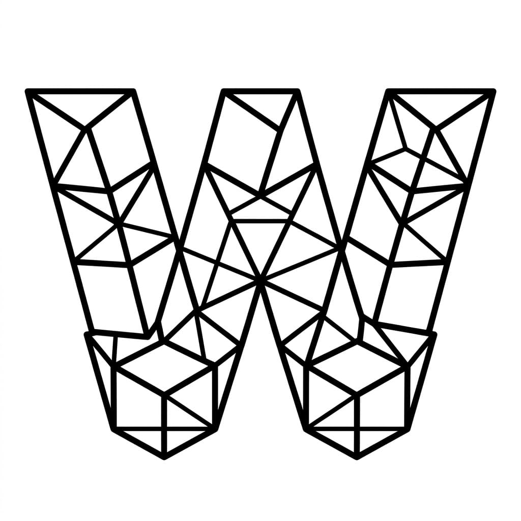 Huruf W Geometris 3D