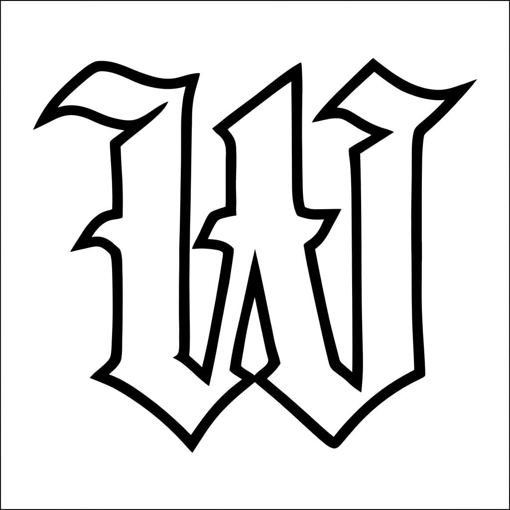 Huruf W Gotik Sederhana