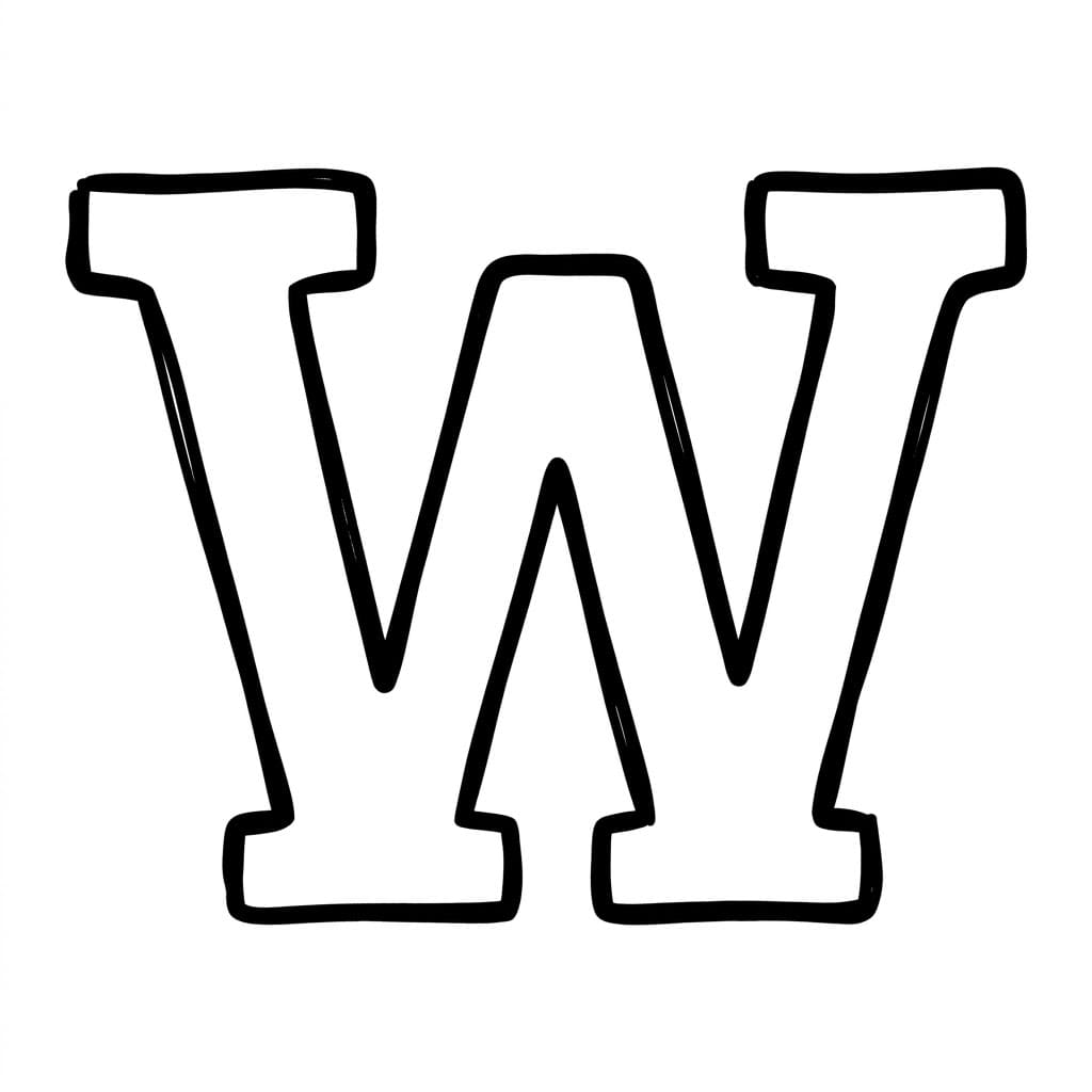 Huruf W Kartun Tebal